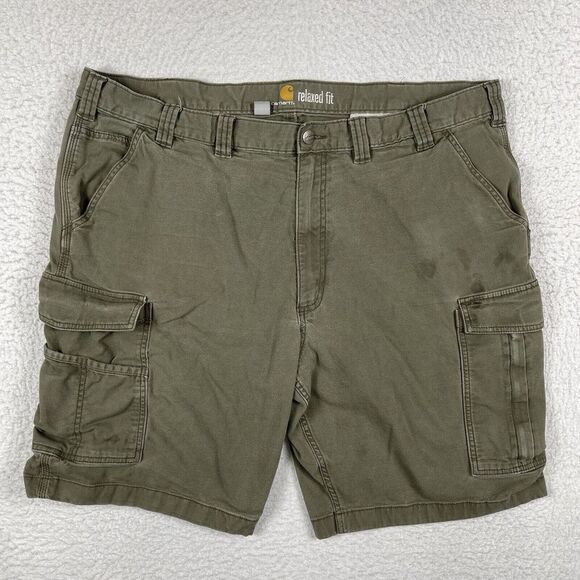 Carhartt Shorts Mens 44 Relaxed Fit Olive Mosby Cargo Camp Cabin Gorpcore Worker - Picture 1 of 16